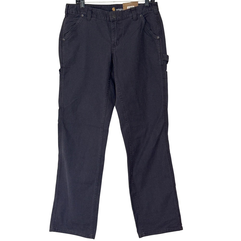 Carhartt Crawford Pant Women 10 Tall Gray Rugged Flex Straight Leg Work Pants